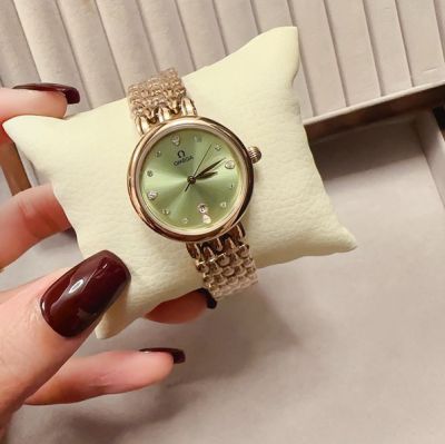 Omega De Villle 27mm Imported Movement Green Dial Two-tone Gold Bracelet Diamond Bezel Watch